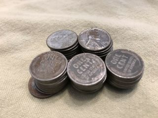 1943 Steel Wheat Penny Roll P,  D,  S 50 Coins Varies