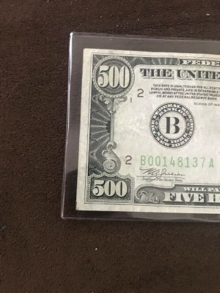 1934A $500 Federal Reserve Note York,  York 1day 2