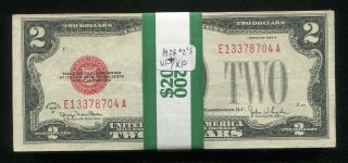 (100) 1928 $2 Two Dollars Red Seal Legal Tender United States Notes Vg - Vf (barb)