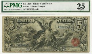1896 $5 Silver Certificate Educational Series Problem - Pmg Very Fine 25