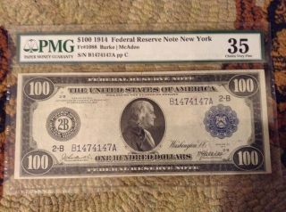 1914 $100 Federal Reserve Note Pmg 35