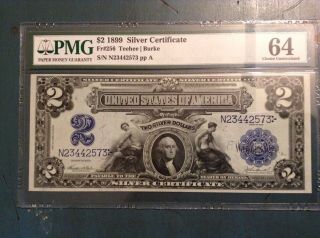 1899 $2 Silver Certificate Pmg 64