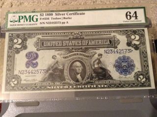 1899 $2 Silver Certificate PMG 64 3
