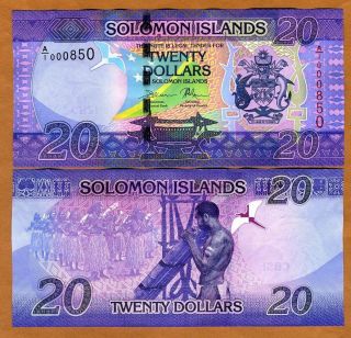 Solomon Islands,  $20,  Nd (2017),  P -,  A/1,  Unc Low S/ns 0008xx