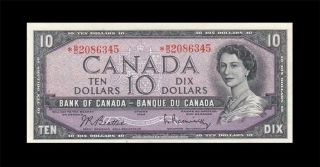 1954 BANK OF CANADA QEII $10 STAR NOTE ( (aUNC)) 2