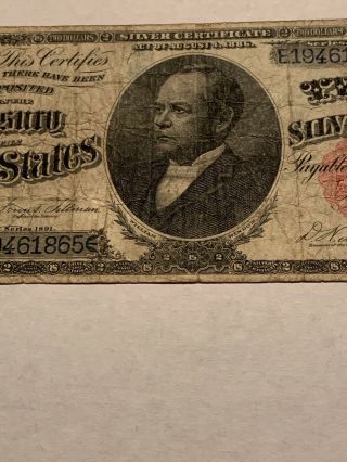 1891 $2 TWO DOLLARS “WINDOM” SILVER CERTIFICATE CURRENCY NOTE 3