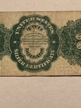 1891 $2 TWO DOLLARS “WINDOM” SILVER CERTIFICATE CURRENCY NOTE 7