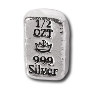 10 - 1/2 Oz.  999 Fine Silver Bars - Monarch - Hand Poured - Uncirculated