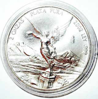 2002 Mexico Libertad 2 Oz Proof.  999 Bullion Coin In Capsule