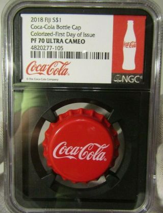 2018 S $1 Coca - Cola Bottle Cap 6g Silver Pf 70 Coin Fiji (coke) Ngc
