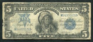 Fr.  279 1899 $5 Five Dollars “chief” Silver Certificate Currency Note