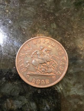 1852 Bank Of Upper Canada One Cent Penny Token -