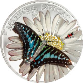 2015 Equatorial Guinea 1000 Francos Cfa 25 G Silver Coin.  925 Butterflies In 3d