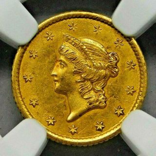 1853 - O G$1 Ngc Au - 58.  Liberty Gold Dollar United States Coin
