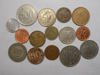 South Korea 15 Coins Set - Won And Hwan