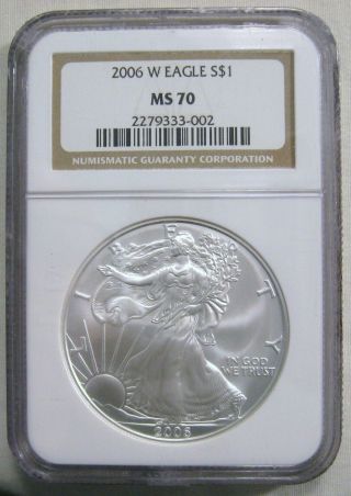 2006 - W Burnished Silver American Eagle Ngc Ms - 70