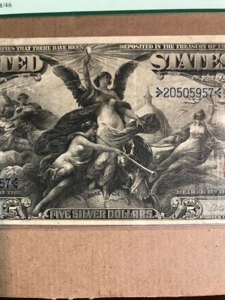 FR 269 $5 1896 EDUCATIONAL Silver Certificate US Currency VF 30PPQ 6