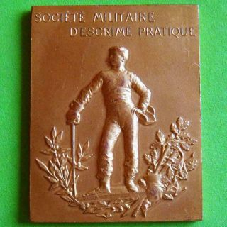 L@@k Art Nouveau Man Sports Fencing Fencer Military Society Award Bronze Medal