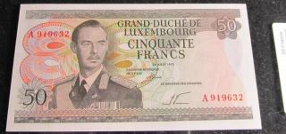 Luxembourg 1972 50 Francs Note P 55a Uncirculated