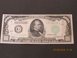 1934 1000 Chicago Federal Reserve Note G00200788a Lime Green