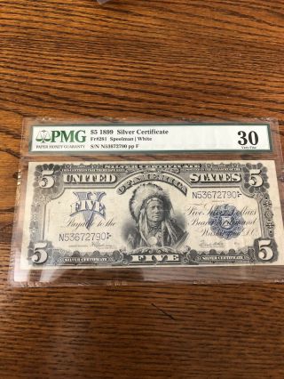 1899 5 Silver Certificate Indian Chief