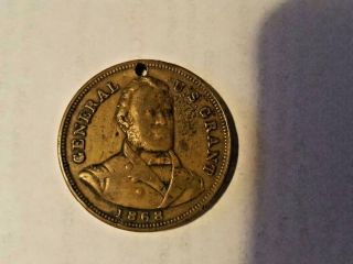 1868 General U.  S.  Grant Political Campaign Medal,  Copper,  Size Of Small Dollar