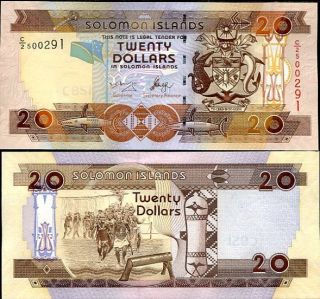 Solomon Islands 20 Dollars Nd 2004 P 28 C/2 Prefix Unc