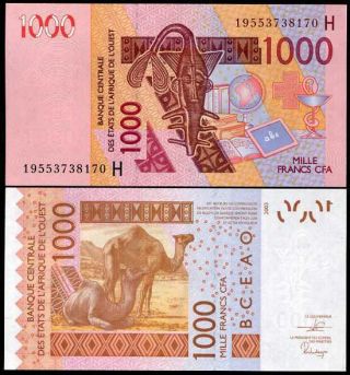 West African State Niger 1000 1,  000 Francs 2003 / 2019 P 615 H Unc