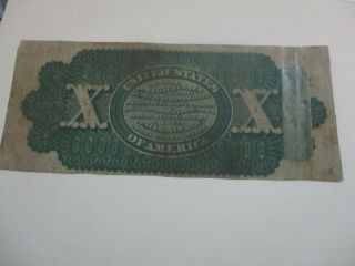 paper money us large 1863 $10.  00 UNITED STATES NOTE 2