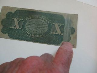 paper money us large 1863 $10.  00 UNITED STATES NOTE 3