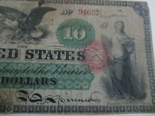 paper money us large 1863 $10.  00 UNITED STATES NOTE 6