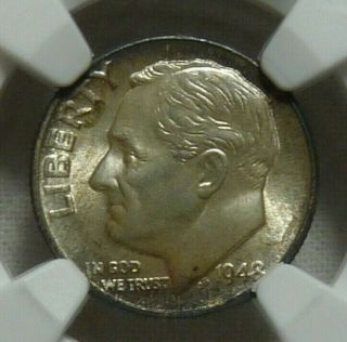 1948 - D Roosevelt Dime Ngc Ms - 67 Ft (full Torch) / Fb (full Bands) |745 Points|