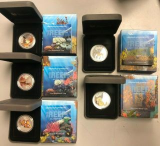 2009 Australian Sea Life The Reef 1/2oz Silver Proof Coins,  Complete Set Of 5