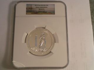 2013 5oz Silver America The Peace Memorial Ngc Ms69pl