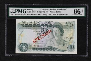 1978 Jersey " Collector Series Specimen " 10 Pounds Pick 13cs1 Pmg 66 Epq Gem Unc