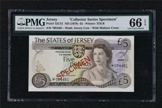 1978 Jersey " Collector Series Specimen " 5 Pounds Pick 12cs1 Pmg 66 Epq Gem Unc