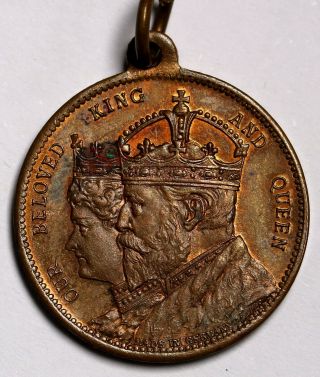 1902 Uk Great Britain King Edward Vii & Queen Alexandra Coronation Medal Au/unc