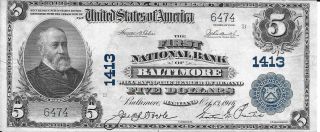 1902 $5 Large Size National Currency Baltimore