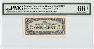 Malaya Nd (1942) P - M1b Pmg Gem Unc 66 Epq 1 Cent