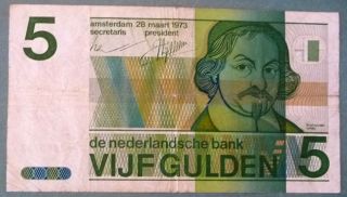 Netherlands 5 Gulden Note,  P 95,  Issued 28.  03.  1973