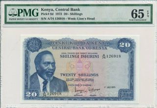 Central Bank Kenya 20 Shillings 1973 Pmg 65epq