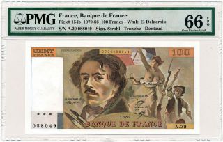 France - 100 Francs 1980 P154b Delacroix Pmg Gem Unc 66 Epq