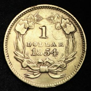 1854 Type 2 Gold $1 Dollar Choice Au E354 Aclm