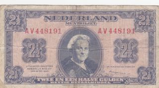 2 1/2 Gulden Fine Banknote From Netherlands 1945 Pick - 71