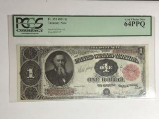 1891 $1 Treasury Note Fr - 352 Pcgs 64ppq Very Choice