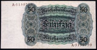 GERMANY 1924 Rare 50 Reichsmark P - 177 Reichsbanknote Holbein Painting 2