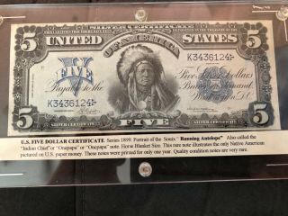 1899 Series Five Dollar Silver Certificate Running Antelope