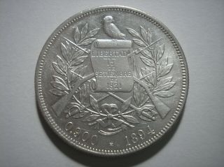 Sba102 Guatemala 1894 H 1 Silver Peso