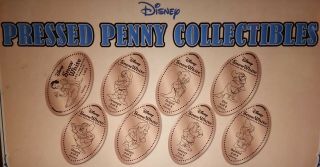 Snow White And The Seven Dwarfs Complete Set Of Eight Souvenir Pressed Pennies
