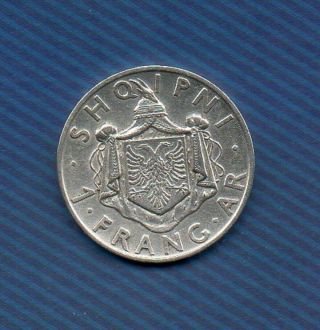 Albania Coins 1937,  1 Frank Silver,